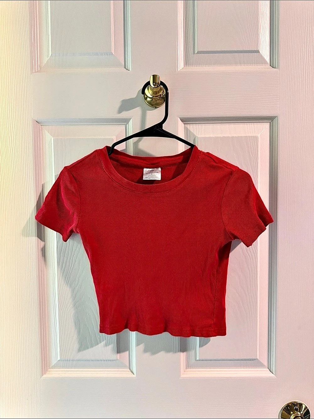 Real Essentials Cotton Ribbed Tee in Red Size Small Like New